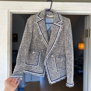 Veronica Beard Navy and White Tweed Blazer like new